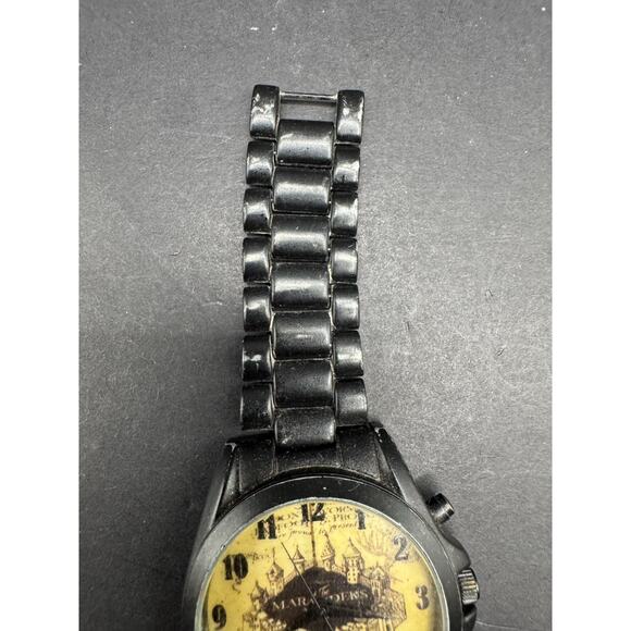 Vtg Accutime Harry Potter Marauder\'s Map Watch with GunMetal Band 41mm Sz 6\
